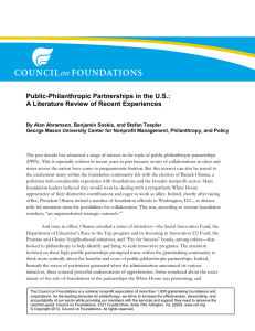 Public-Philanthropic Partnerships in the U.S.: A Literature Review of Recent Experiences
