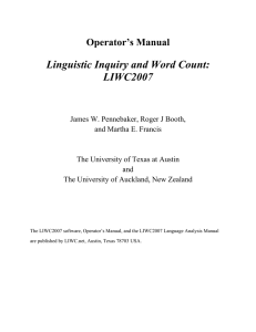 Linguistic Inquiry and Word Count: LIWC2007 Operator’s Manual