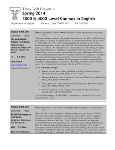 Spring 2014 3000 &amp; 4000 Level Courses in English Texas Tech University