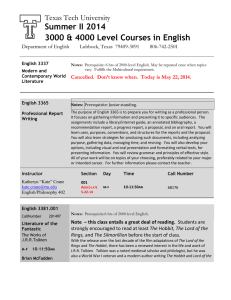Summer II 2014 3000 &amp; 4000 Level Courses in English