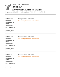 Spring 2014 2000 Level Courses in English Texas Tech University