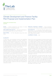 Climate Development and Finance Facility: Pilot Proposal and Implementation Plan GOAL