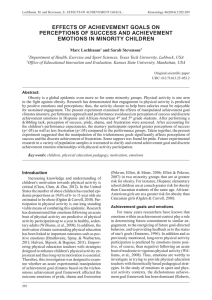 EFFECTS OF ACHIEVEMENT GOALS ON PERCEPTIONS OF SUCCESS AND ACHIEVEMENT