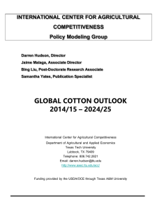 INTERNATIONAL CENTER FOR AGRICULTURAL COMPETITIVENESS Policy Modeling Group
