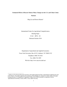 Bing Liu and Darren Hudson  International Center for Agricultural Competitiveness Briefing Paper