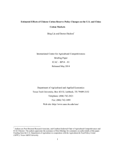 Bing Liu and Darren Hudson  International Center for Agricultural Competitiveness Briefing Paper