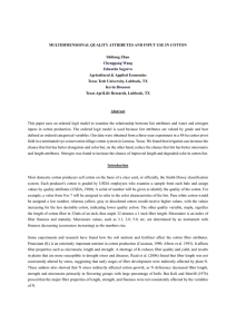 MULTIDIMENSIONAL QUALITY ATTRIBUTES AND INPUT USE IN COTTON  Shiliang Zhao