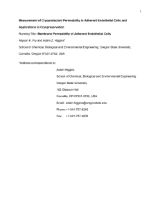 1  Measurement of Cryoprotectant Permeability in Adherent Endothelial Cells and