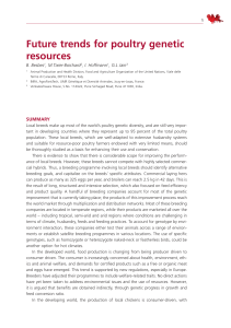 Future trends for poultry genetic resources B. Besbes , M.Tixier-Boichard