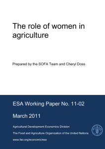 The role of women in agriculture ESA Working Paper No. 11-02