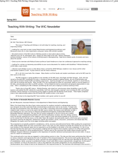 Teaching With Writing Teaching With Writing: The WIC Newsletter Spring 2013