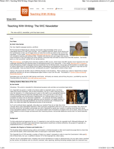Teaching With Writing Teaching With Writing: The WIC Newsletter Winter 2013 w2013_newsletter_print