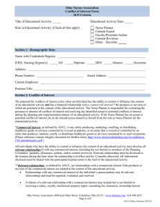 Ohio Nurses Association Conflict of Interest Form 2015 Criteria