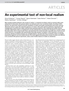 ARTICLES An experimental test of non-local realism