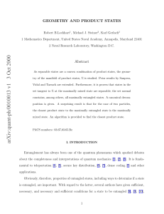 GEOMETRY AND PRODUCT STATES