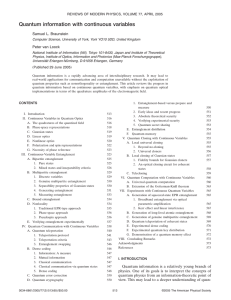 Quantum information with continuous variables Samuel L. Braunstein Peter van Loock