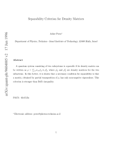 Separability Criterion for Density Matrices