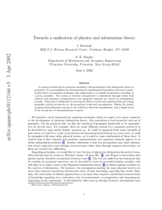 Towards a unification of physics and information theory