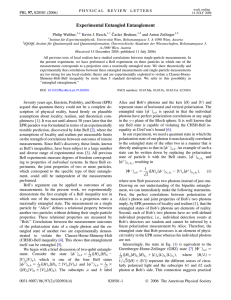 Experimental Entangled Entanglement ˇ aslav Brukner, Philip Walther, Kevin J. Resch,