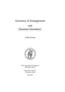 Geometry of Entanglement and Quantum Simulators Eirik Ovrum