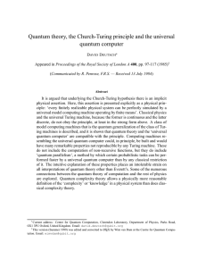 Quantum theory, the Church-Turing principle and the universal quantum computer