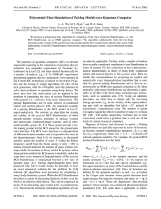 Polynomial-Time Simulation of Pairing Models on a Quantum Computer