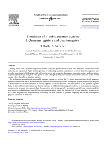 n I. Quantum registers and quantum gates T. Radtke, S. Fritzsche ✩