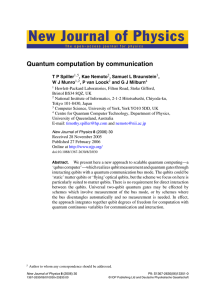 New Journal of Physics Quantum computation by communication T P Spiller