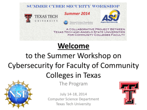 Welcome to the Summer Workshop on Cybersecurity for Faculty of Community