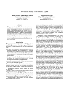 Towards a Theory of Intentional Agents Justin Blount and Michael Gelfond Marcello Balduccini