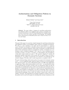 Authorization and Obligation Policies in Dynamic Systems Michael Gelfond and Jorge Lobo