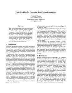 Fast Algorithm for Connected Row Convex Constraints Yuanlin Zhang Abstract Texas Tech University