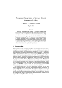 Towards an Integration of Answer Set and Constraint Solving May 6, 2005