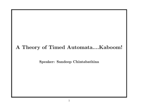 A Theory of Timed Automata....Kaboom! Speaker: Sandeep Chintabathina 1