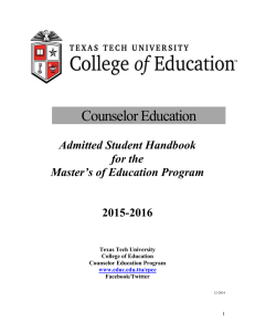 Counselor Education  Admitted Student Handbook for the