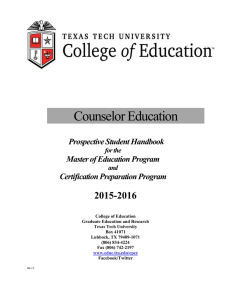 Counselor Education  2015-2016 Prospective Student Handbook