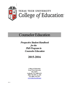 Counselor Education  2015-2016 Prospective Student Handbook