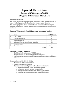 Special Education  Doctor of Philosophy (Ph.D.) Program Information Handbook