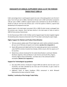 HIGHLIGHTS OF ANNUAL SUPPLIMENT (2010-11) OF THE FOREIGN TRADE POLICY 2009-14