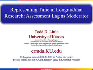 Representing Time in Longitudinal Research: Assessment Lag as Moderator Todd D. Little