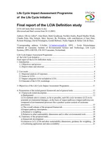 Final report of the LCIA Definition study