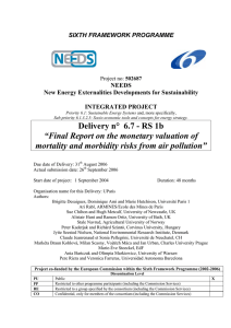 SIXTH FRAMEWORK PROGRAMME  NEEDS New Energy Externalities Developments for Sustainability