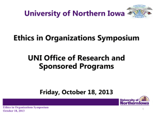 University of Northern Iowa  Ethics in Organizations Symposium