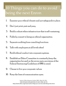 10 Things you can do to avoid being the next Enron