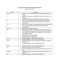 Proposed Amendments to UNI Faculty Senate Bylaws November 18, 2011  Section