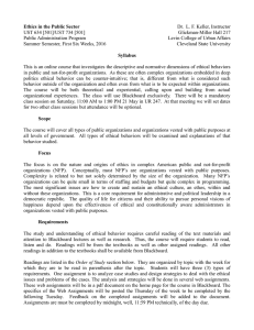 Ethics in the Public Sector Dr.  L. F. Keller, Instructor