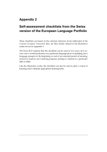 Appendix 2 Self-assessment checklists from the Swiss