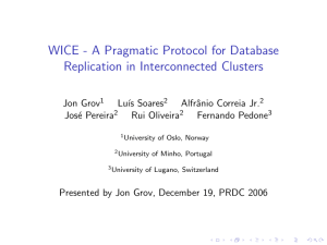 WICE - A Pragmatic Protocol for Database Replication in Interconnected Clusters