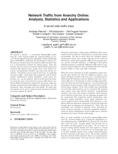 Network Traffic from Anarchy Online: Analysis, Statistics and Applications Andreas Petlund