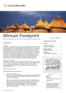 African Footprint Crowe Horwath Inside This Issue: Cameroon